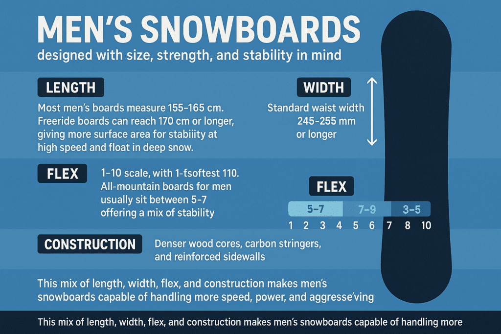 features of men's snowboard