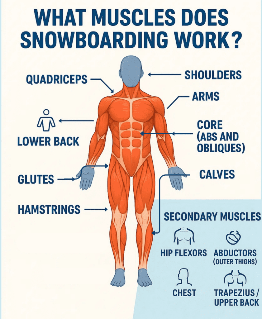 what muscles does snowboarding work