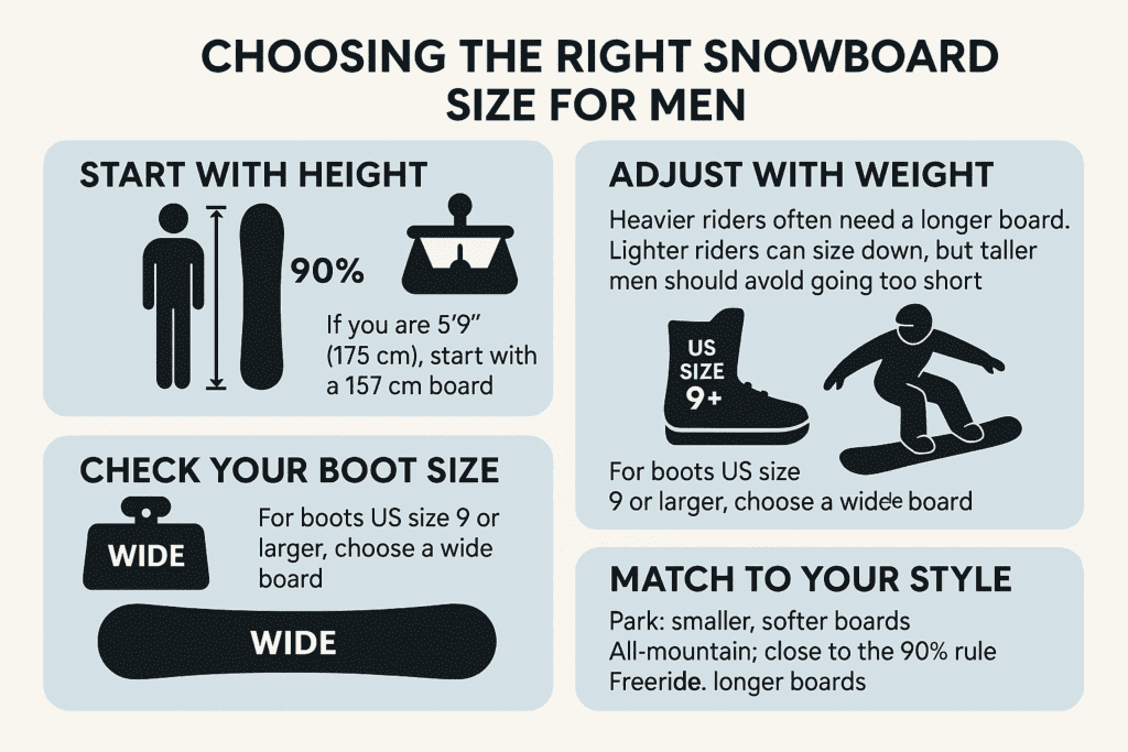choose snowboard sizes for men